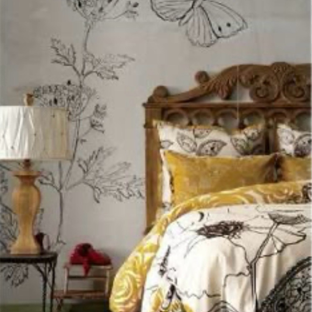 Mustard Yellow Floral Bedding - anthropology
